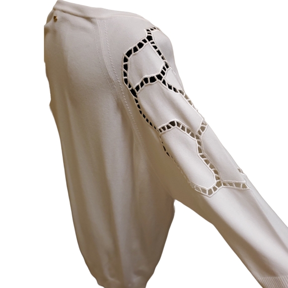 Escada White Shirt / Blouse With Decorative Sleeve Design XL - Picture 6 of 10